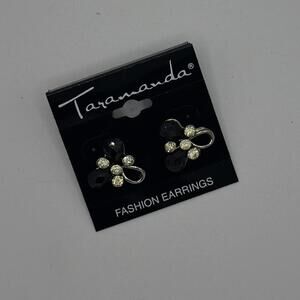 Taramanda Black & Crystal Flower Stud Earrings – NWT